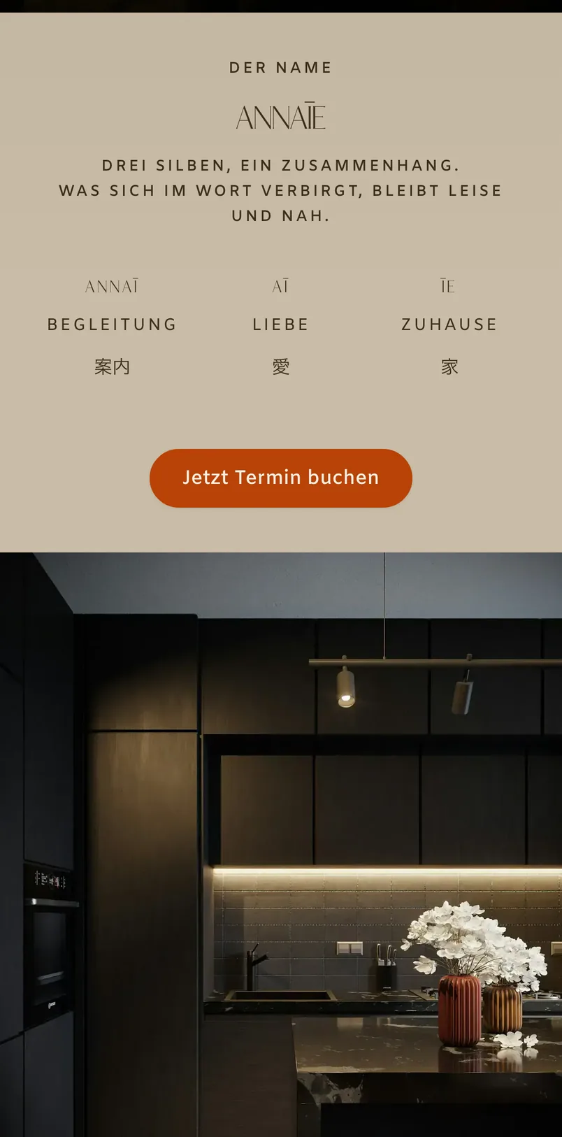 Website von ANNAĪE auf dem Handy