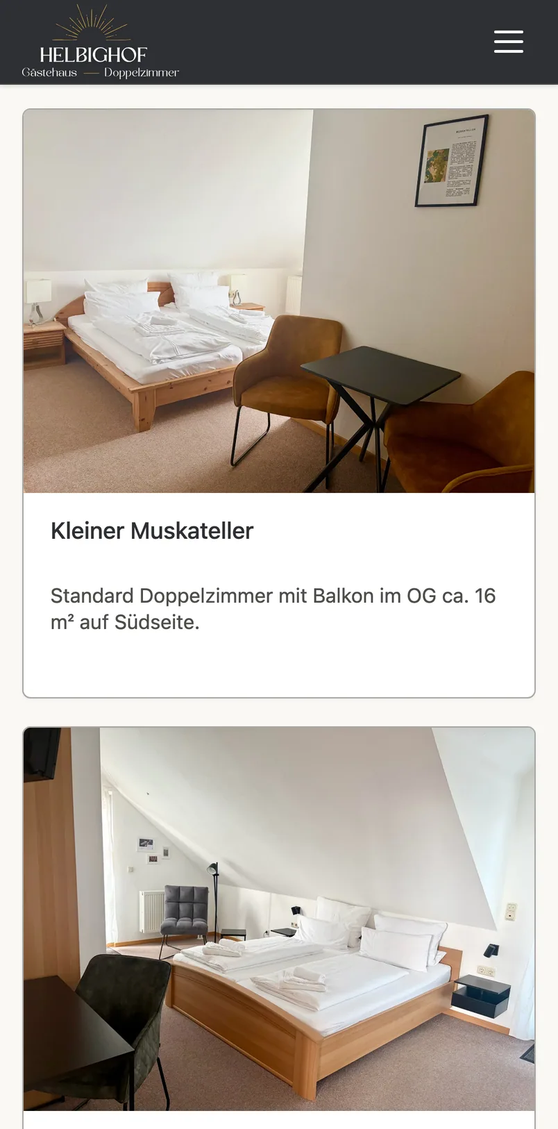 Website von Gästehaus Helbighof auf dem Handy