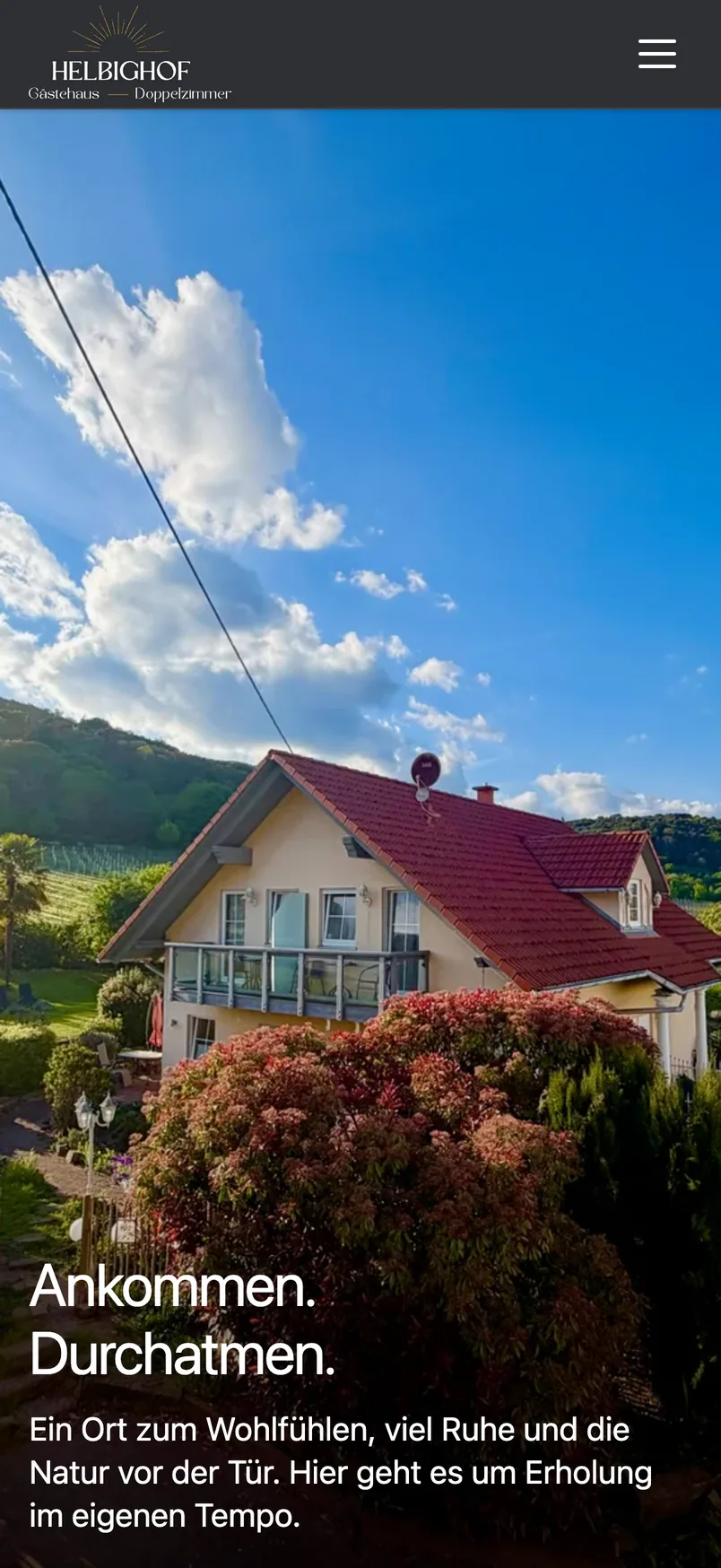 Website von Gästehaus Helbighof auf dem Handy