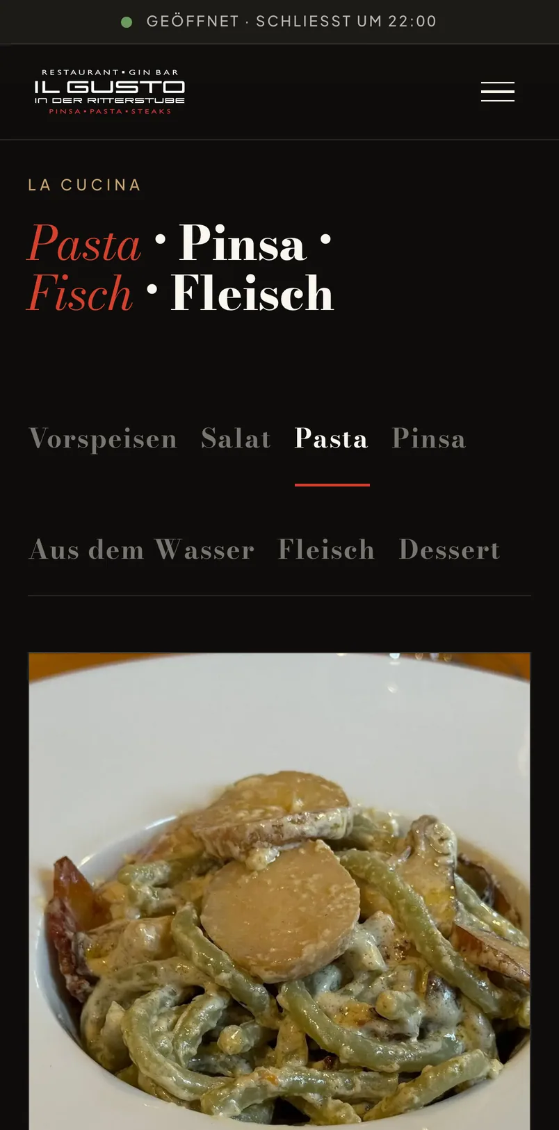Website von Il Gusto auf dem Handy