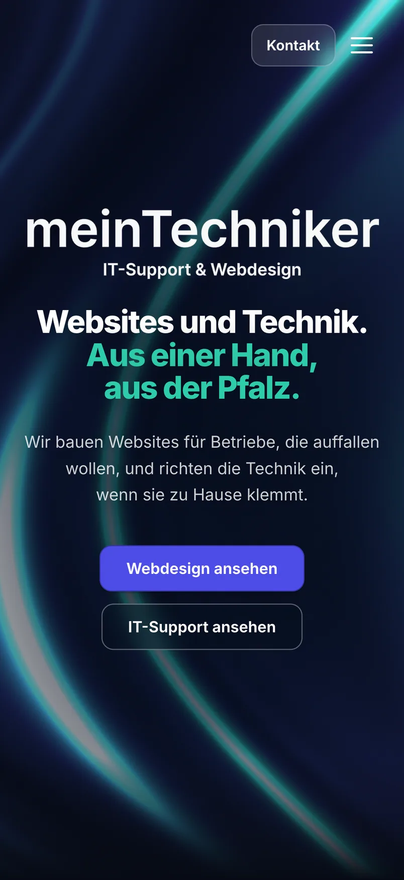 Website von meinTechniker auf dem Handy