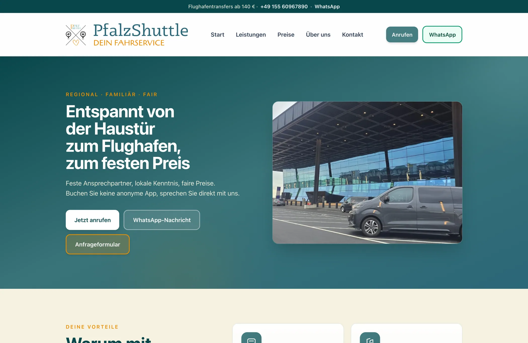 Website von PfalzShuttle