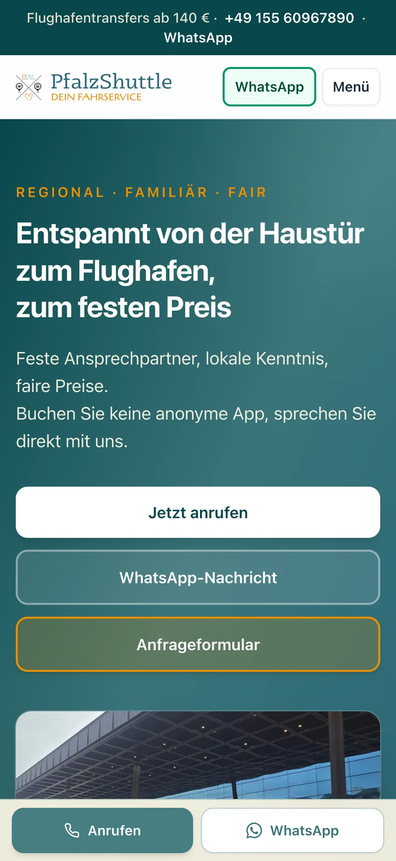 Entwurf für PfalzShuttle auf dem Handy