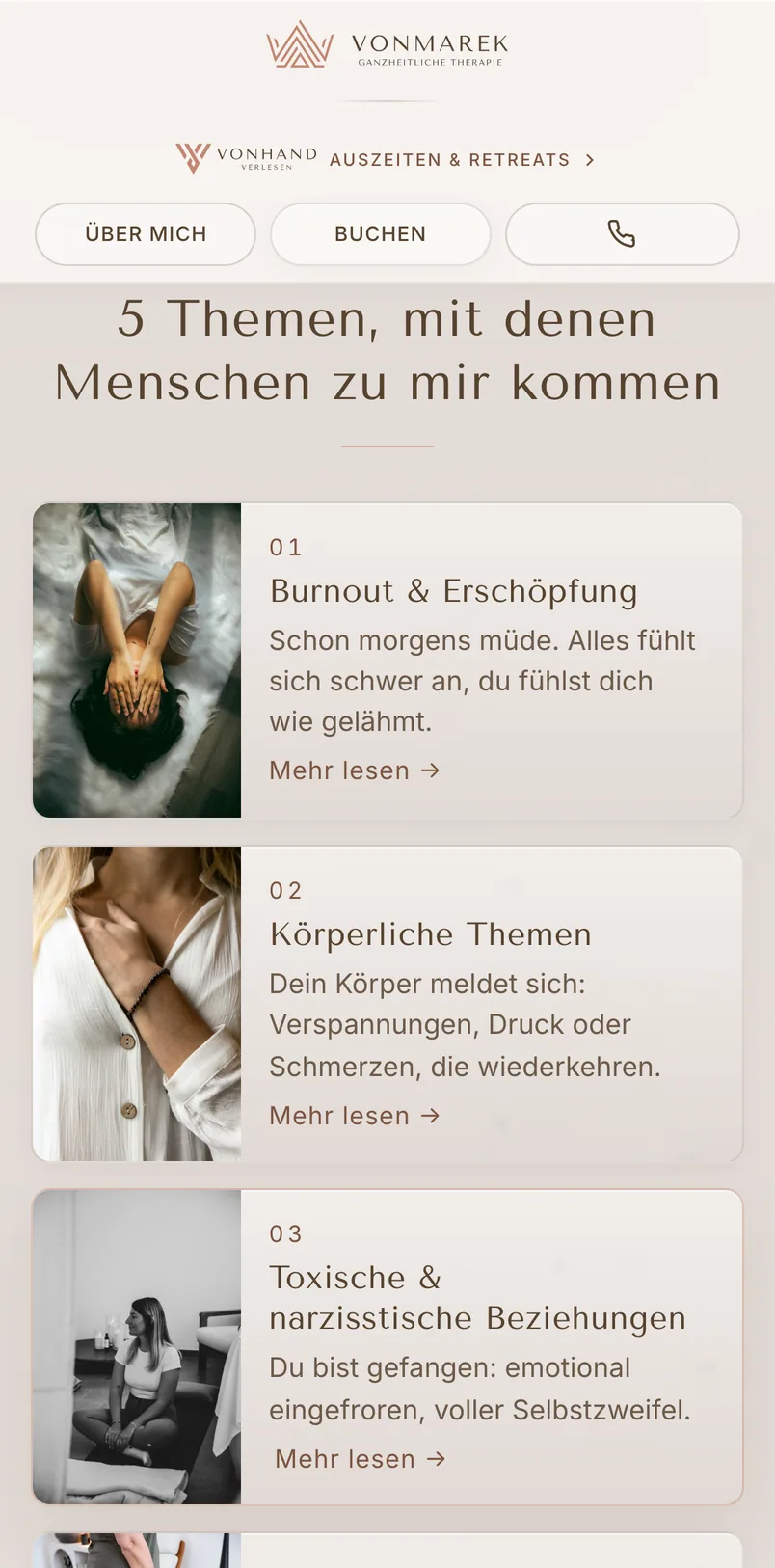 Website von VonMarek auf dem Handy