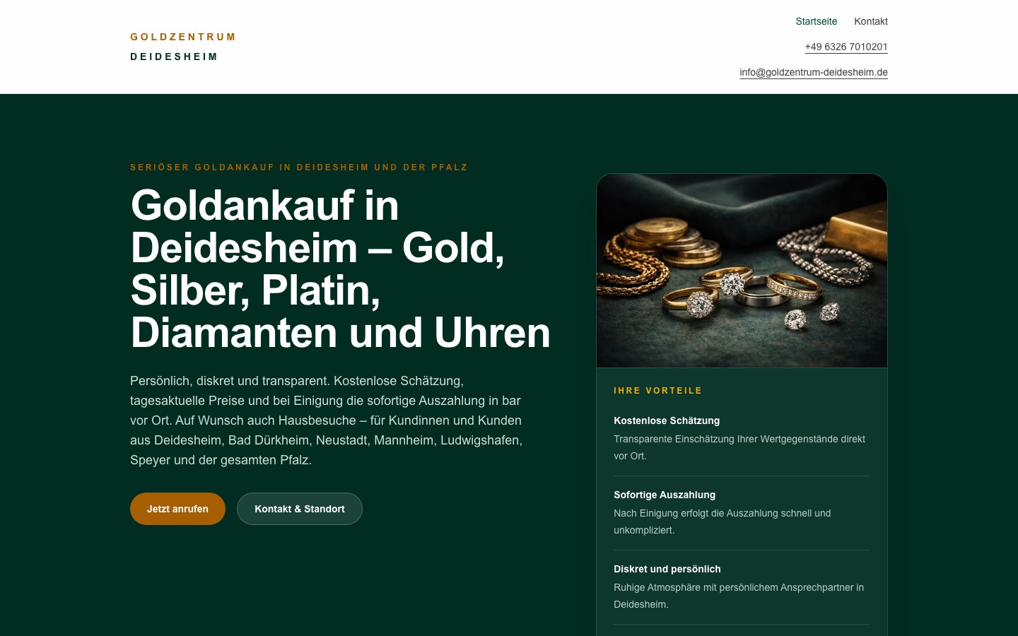 Screenshot Goldzentrum Deidesheim